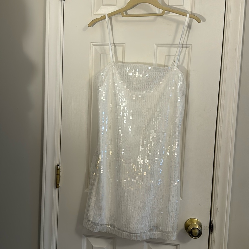COPY - NWOT White Sequin Mini Dress Small